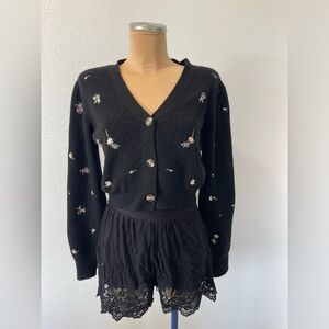 Black Embroidered Women's Sweater